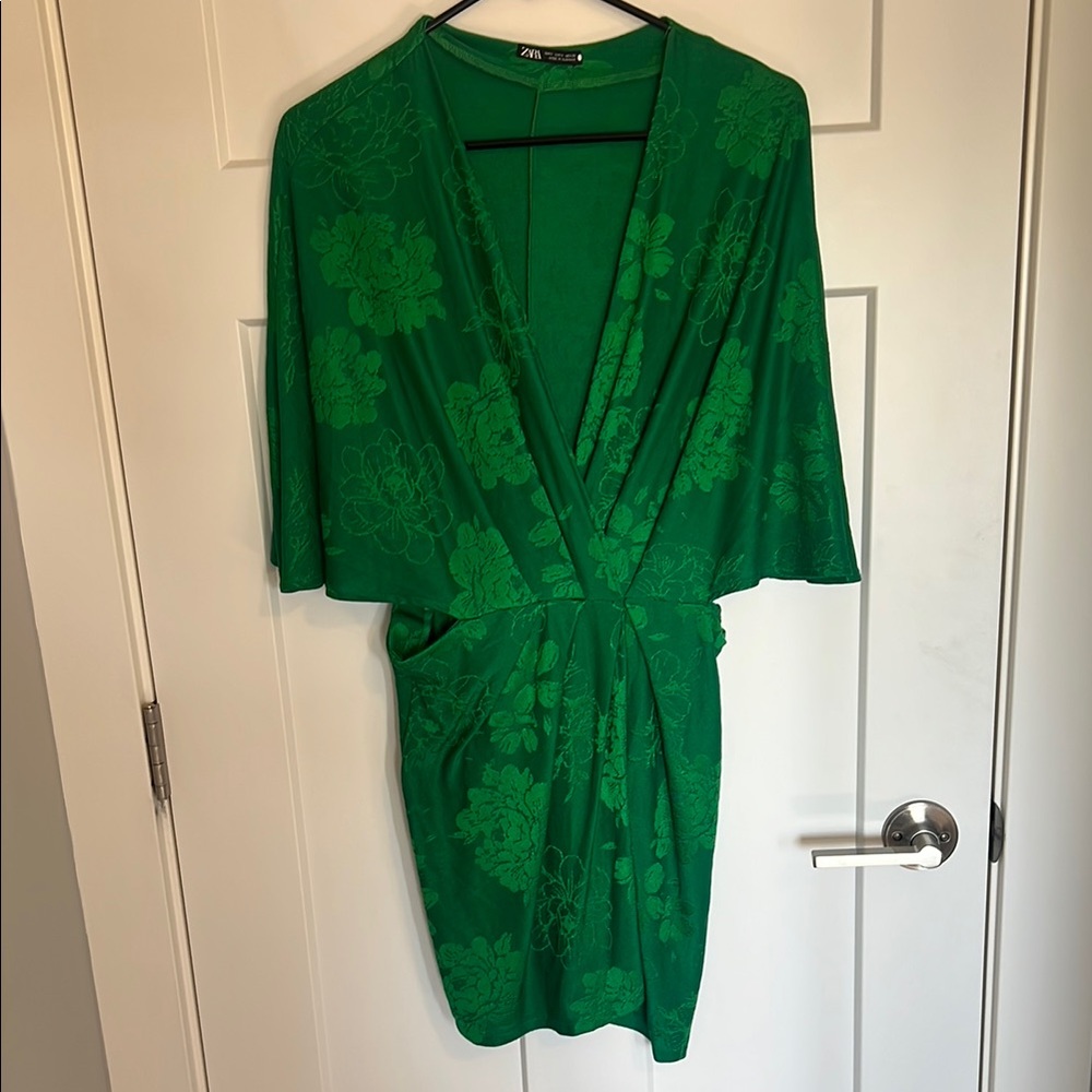 Zara Emerald Green Mini Wrap Dress